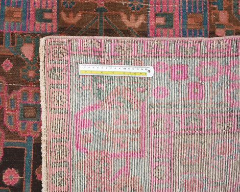 5x10 Vintage Brown Pink Persian Style Hand Knotted Low Pile Wool Area Rug